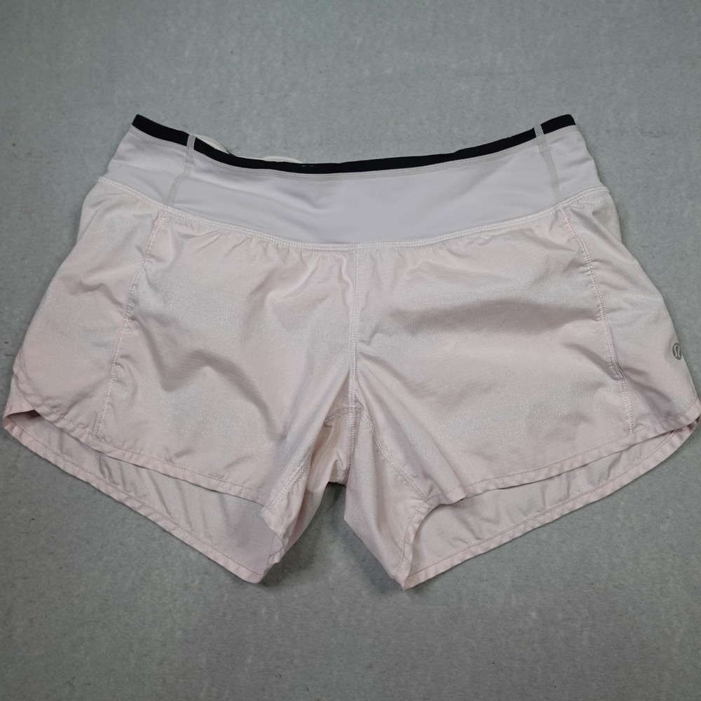 Lululemon Shorts Womens 6 Pink Running Lined Back Zip Pocket Reflective Athletic